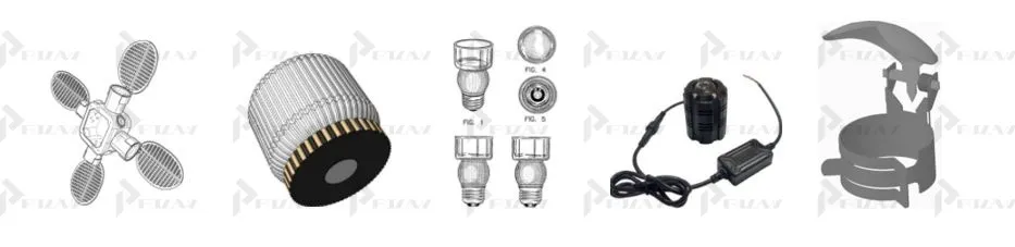 Отражатели, комбинированные аксессуары, гасители для свечей Патенты на промышленный образец класс 26-99 МКПО: дизайн и форма отражателя, комбинированного аксессуара, гасителя для свечей